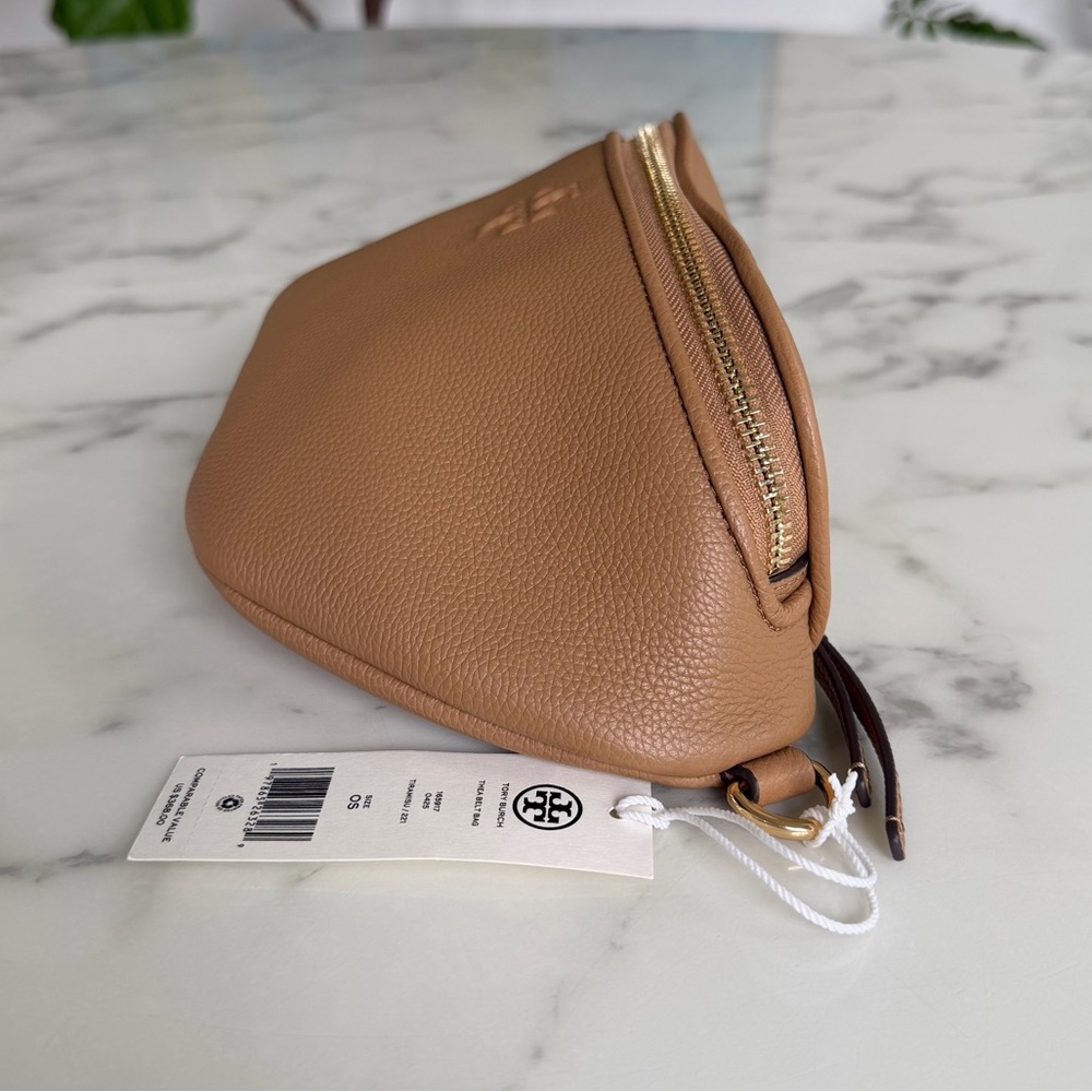 NWT Tory Burch Thea Pebbled Leather Belt Bag Fanny Pack in Tiramisu 165917 - Picture 3 of 12